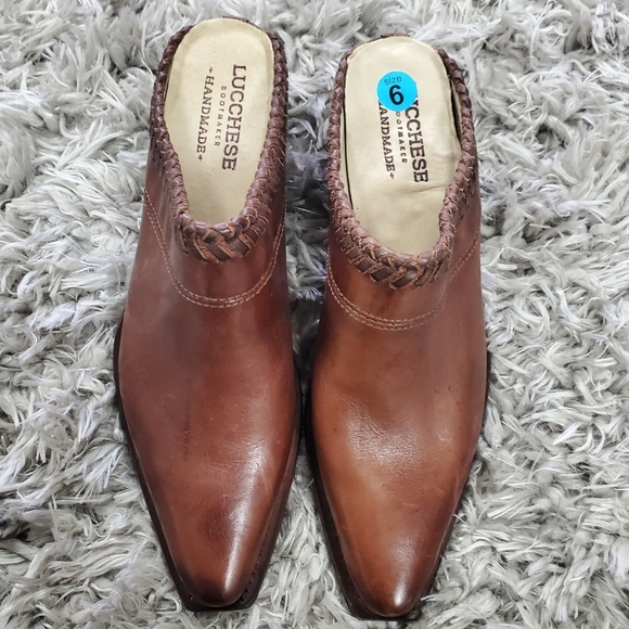 Lucchese Bootmaker Brown Cowhide Leather Kim Western Mule Size 6 - Picture 2 of 8